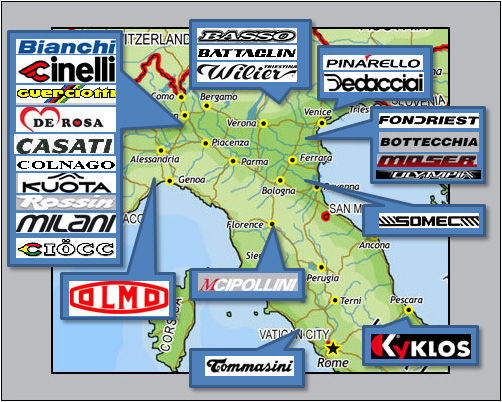 Italien_cykelkort_new Italienske cykelmærker / Cykel-brands